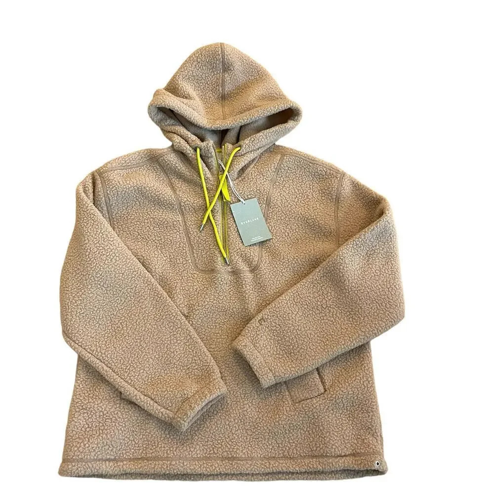 Everlane Women's Size Small ReNew Deep Pile Fleece !/4 Zip Hoodie Jacket Camel